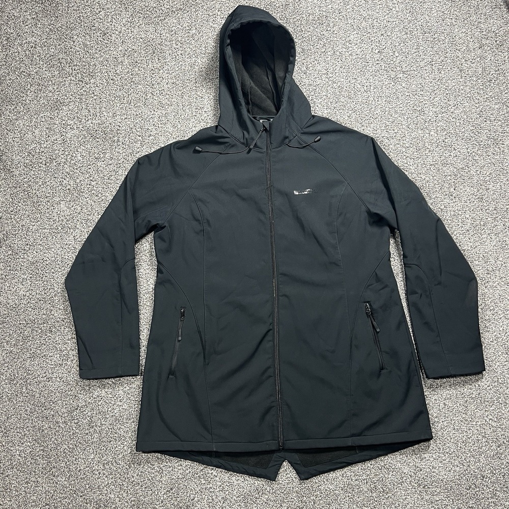 Mountain Warehouse Jacket‎ Womens XL 16 Black Raincoat Water Resistant Fishtail